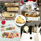 15 Pack 7 Inch Oval Stainless Steel Decorative Tray, Stainless Steel Tea Fruit Tray, 7 inch Gold Oval Trays for Bathroom Vanity, Jewelry, Perfume & Key Organizer (Gold) - size: 15 Pack 7 Inch