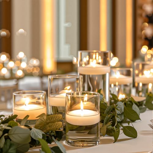 5 Inch Small Glass Cylinder Vases for Centerpieces | 12pcs Clear Flower Vase for Wedding Decorations, Floating Candle Vases in Bulk, Hurricane Candle Holders for Table, Home Décor - color: 5 Inch