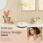 Poyilooo Necklace Holder Jewelry Stand, Rotating Necklace Holder Organizer with 48 Hooks for Necklace Earring Keychains Bracelet Display Stand, Metal Necklace Tree Stand -Women Gifts (Gold) - color: Gold