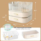 Makeup Organizer for Vanity with Stackable Drawers, 360 Rotating Makeup Brush Holder Large Cosmetic Display Case for Dresser, Bathroom Countertop Skincare Storage, Ideal Gift for Girls (3-layer) - size: 3-layer