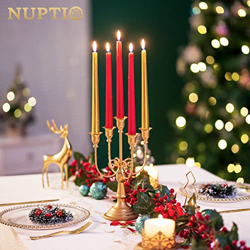 NUPTIO Gold Candelabras Candle Holder Set of 2 Metal Candelabra Centerpieces 5 Branches Candle Stick Stands Candleholder Fireplace Wedding Reception Antique Decorative Dinning Table Christmas - color: 5-arms Gold, size: 2 Pcs