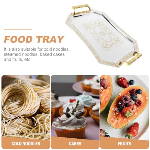 Cabilock Decorative Cake Tray 14.05X9.84 Inch Retro European Style Wedding Dessert Plate Elegant Storage Tray for Home Kitchen Serving