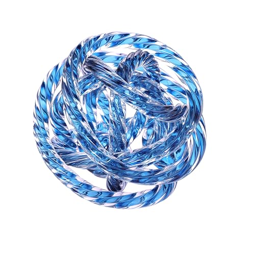 Glass Knot Teal Orbit Ball - 6 Inch Hand Blown Infinity Sculpture Decor Glass Orbit Home Decor Table Decoration Interio Art - color: Lake Blue, size: 6" Diameter
