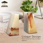 Modern Wedge Marble Bookends (Light Green Onyx) - color: Light Green Onyx