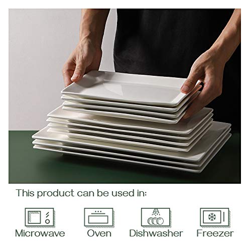 DOWAN 14" Serving Trays, Serving Platters, Ceramic Serving Platters and Trays, Rectangle Plates, Set of 3, for Weddings, Parties, Oven, Microwave, Dishwasher, Heat Resistant, Easy to Clean, White - color: 3 PCS