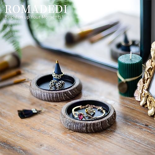 Romadedi Wood Candle Holder Farmhouse Decor - Pillar Candle Holders for Table Centerpiece Small Tray Riser Set of 2 Round Wooden Plate Pedestal Stand for Coffee Table Home Living Room, Whitewash - color: Whitewash