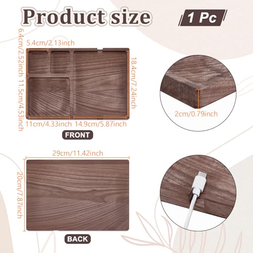 Wood Valet Tray for Men Women, Walnut Nightstand Organizer with Charging Station, Desk Drawer Organizer Tray Office Supplies, Desk Trays for Phone Watch Wallet Key Jewelry Catchall Trays - style: Pen tray and desk tray