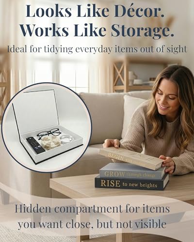 Decorative Books for Home Decor | Elevate your Bookshelf Decor with Coffee Table Books (Fake Books Set of 3) | Faux Books for Decoration | Hollow Book Box with Hidden Storage | Decorative Storage Box