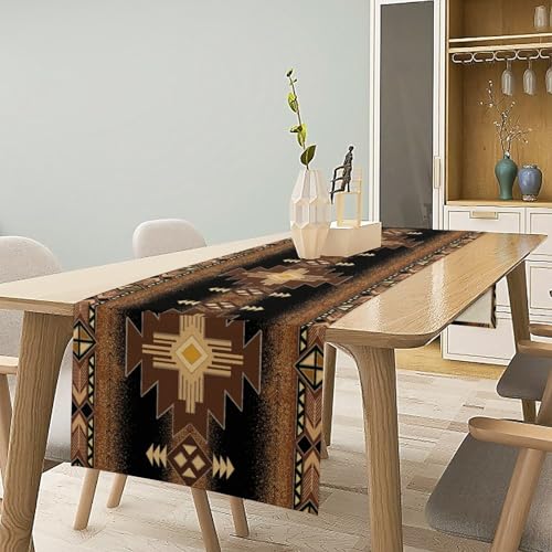Aztec Table Runner Southwestern Native Vintage Geometric Pattern Table Runner Retro Country Table Dinner Decoration 13x60 Inch - color: Aztec-6, size: W13x60L