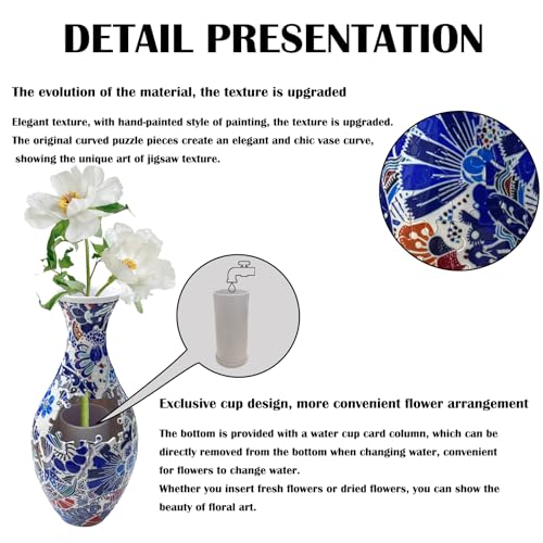 3D Puzzle Vase Unique Flower Vase for Adults Made by 160 Curved Plastic Puzzle Pieces, Vases for Flower Home Creative Gift for Parents & Housewarming - color: Vivid Abstract Art