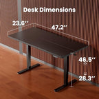 ErGear Height Adjustable Electric Standing Desk, 48 x 24 Inches Sit Stand up Desk, Memory Computer Home Office Desk, Black - color: Black, size: 47.2 X 23.6 Inches