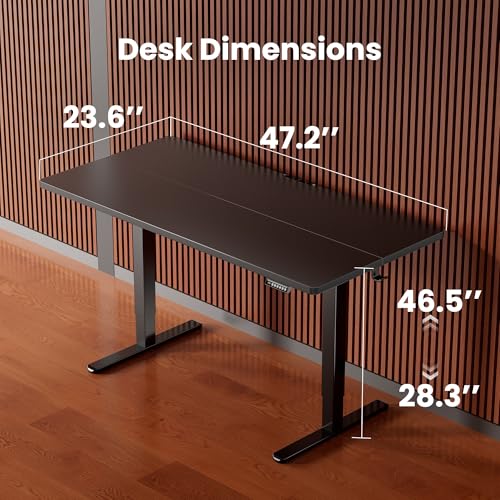 ErGear Height Adjustable Electric Standing Desk, 48 x 24 Inches Sit Stand up Desk, Memory Computer Home Office Desk, Black - color: Black, size: 47.2 X 23.6 Inches