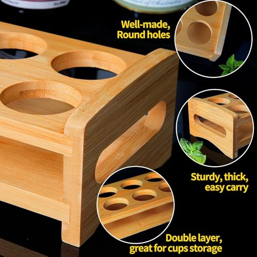 INFTYLE Shot Glass Tray Holder with 12 Holes Large Shot Glasses Set Serving Stand Organizer for Tequila Whiskey Brandy Vodka Rum Party Club Bar Home Spirit Tasting (Only Tray, Cups Not Included) - style: 2x6 long