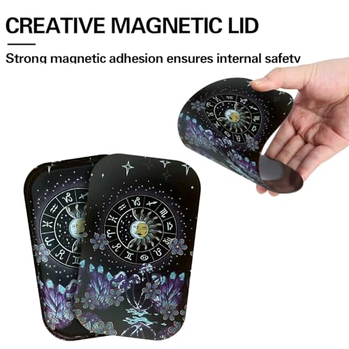 Metal Tray with PVC Soft Magnetic Lid Black Tray with Lid Cover Large Cute Decorative Tray for Home Decor, Coffee Table, Tea, Snacks, Gifts - 11"" x 7"" (Purple), LT001 - color: Purple