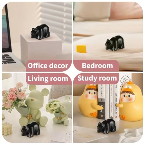 2" Obsidian Crooked Mouth Bear Statue for Strength,Bear Figurine for Courage,Bear Decor for Homes&Offices