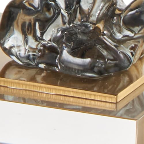 Deco 79 Glass Handmade Decorative Bookends Freeform Non Skid Bookends with Clear Gold Supports, Set of 2 Office Bookends5 W, 6" H, Clear - size: 5"W, 6"H
