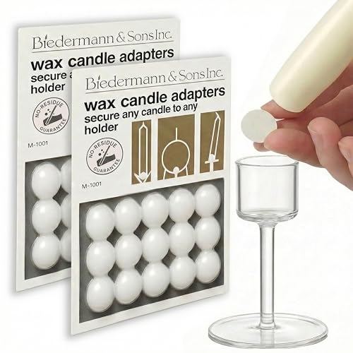 Biedermann & Sons Round Wax Candle Adapters Pellets, White, 0.5 Inch - 2 Cards, 30 dots