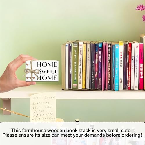 Mini Decorative Books For Home Decor, Small Wood Book Stack For Table Decor, Home Decor Book For Living Room Mantel, Farmhouse Stacked Books Decorative（L40） - color: white Home sweet