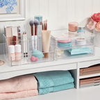 STORi Chloe Stackable Makeup Holder & Drawer Organizer Set, Clear, BPA-Free Plastic, Made in USA, Organize Brushes, Cosmetics & Beauty Essentials - style: Organizer & Drawer Set