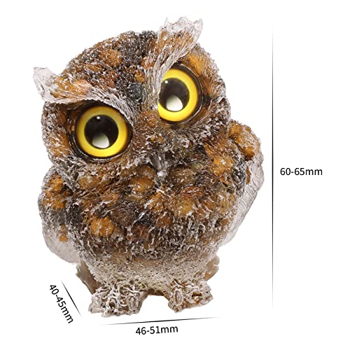 mookaitedecor Tiger's Eye Owl Statue Sculpture Stone, Carved Animals Night Owl Figurine Crystal Ornament for Desktop Office Home Decor - color: Brown, size: 2.36 inch