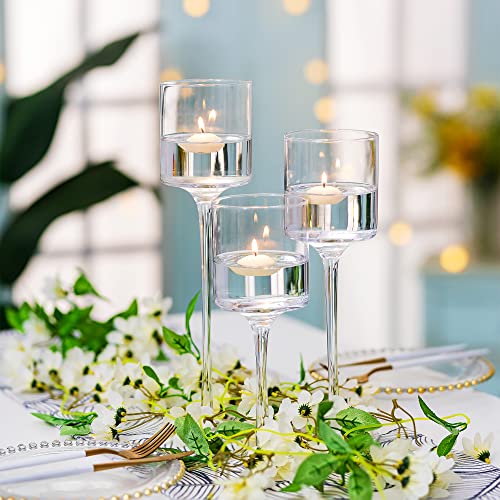 Nuptio 1 Set Tealight Candle Holder Tall Glass Candle Holder for Floating Candles, Glass Candle Holders for Pillar Candles, Tall Candle Holders for Table Centerpiece Home Party Wedding Table Decor - size: 9.8" & 11.8" &13.8" H - 1 set