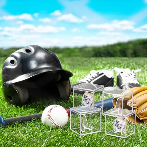 4 Pack Championship Ring Display Case Clear Acrylic Ring Case Display Box for Sports Baseball Softball Football Basketball Single Ring Coin Holder Stand, 2.16 Inch - size: 4 Pack