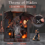 DIY Book Nook Kit Miniature House Dollhouse Kit, Book Nook Kits for Beginners, 3D Wooden Puzzle Booknook Bookend Bookshelf Decor Model Build with Dust Cover (Throne of Blades) - style: Throne of blades