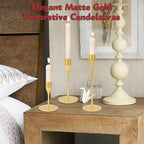 Matte Gold Candle Holders Bulk Painted Gold Metal Candlesticks Fit 0.8 Inch Taper Candles Decorative Metal Candelabra for Wedding Home Holiday Anniversary Party Dinning Table Decors (Set of 24) - size: 24 pcs
