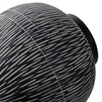 7" Short Rustic Vase with Geometric Linear Striations, Round Ceramic Vase Suitable for Leaves Stems & Flowers, Low-Profile & Cool Tone Style, Chunky, Small & Dark Grey - color: 7" Dark Grey