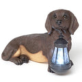 Bits and Pieces - Dog Solar Lantern Statue - Solar Powered Garden Lantern - Resin Dog Sculpture with LED Light - Outdoor Lighting and Décor (Dachshund) - style: Dachshund