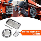 HORUDSY 4PC Magnetic Tray Set with Magnet Stick – Extra Strong Magnets, Stainless Steel Trays, and Telescoping Pickup Tool for Organizing and Retrieving Metal Parts - style: 4-Piece Magnetic Tray & Stick - Pro