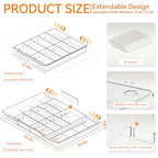 Yieach Large Expandable Desk Drawer Organizer Tray for Office Supplies and Accessories With 12 Adjustable Compartments,Office Drawer Organizers for Pencil,Pen and Kitchen Junk Drawer Organizer,Clear - size: L-12.6 to 21.3x14.5x1.8 In