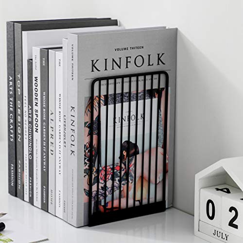 Minimalist Style Bookends Metal Adjustable Books Holder Stand Book Rack Desk Bookend - Beeline, Black - color: Beeline, Black