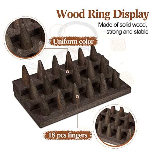 Juexica 18 Fingers Wood Ring Display Wooden Finger Ring Stand for Selling Jewelry Display Holder Showcase for Storage(Black Gray) - color: Black Gray