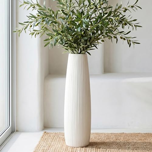 Ceramic Big White Floor Vase, Tall Floor Vase, Large Decorative Flower Vases for Decor Living Room Modern Home Office Bedroom, Farmhouse, Glossy Glaze (28 Inch Tall) - size: 28 Inch Tall