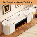 Luxury Fluted Fireplace TV Stand：70" Modern Chic Entertainment Center with Fireplaces for Living Room, Media Console Electric Fireplace with Storage,Off White (White, 70 inch TV Stand with Fireplace)