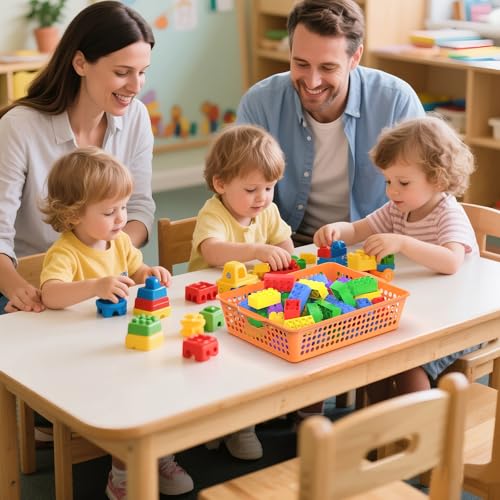 QRRICA 6 Pack Plastic Classroom Storage Baskets, Paper Trays for Classroom Organization & Turn in Trays for Teachers, Students, Desk Organizer Bin 13.8x10.6x3.1 Inch (Morandi) - color: Morandi
