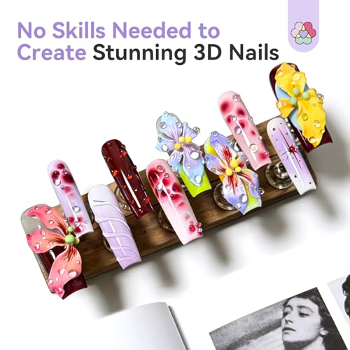 SAVILAND 3D Silicone Nail Art Molds: 5PCS Quick & Easy 3D Silicone Nail Molds with Flower Shell Letter Mold Reusable Clear Modeling Templates Tools for Fast Sculpting Design Home DIY Salon Manicure - color: Clear