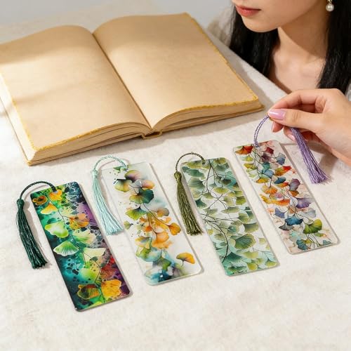 Colorful Art Flower Bookshelf Bookmark - Romantic Artsy Vibe Bookmarks, Perfect Reading Gift for Book Lovers, Bookworms and Friends (Ginkgo Leaf) - style: Ginkgo Leaf