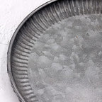 Funerom 7.8 inch Very Small Round Galvanized Metal Tray Decorative Tray Corrugated Edges - size: 7.8"
