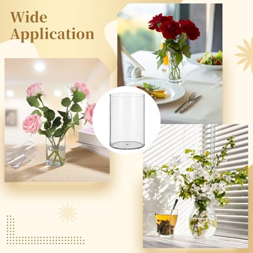 Cylinder Vases for Centerpieces, Pack of 20 Centerpiece Vase for Table, 2.8 x 4 in Small Vase for Floral Arrangements, Table Decor for Weddings, Anniversaries, Parties