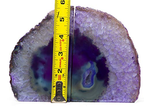 Agate Bookend with Rubber Bumpers Plus Includes Bonus Minerals (3.5-6 lb, Purple) - color: Purple, size: 3.5 - 6 lb