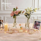 Hewory Hurricane Glass Candle Holders: 6 PCS Clear Hurricane Candle Holders for Pillar Candles Floating Candles, Glass Cylinder for Table Centerpieces Christmas Wedding Party Holiday Home Decor