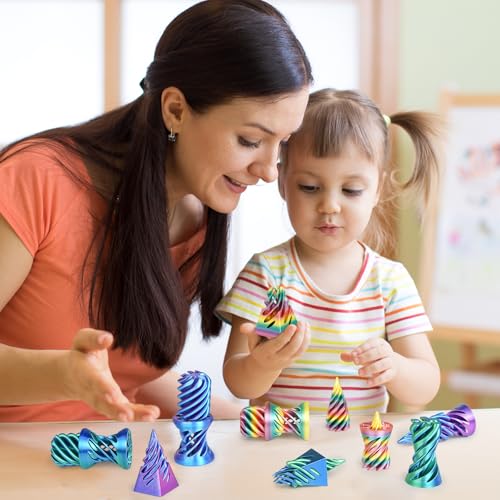 3PCS Impossible Cone,3D Printed Spiral Cone Fidget Toys,Impossible Pyramid Passthrough Sculpture,Stress Relieving Toys for Adults and Kids,Stocking Filler White Elephant Gifts(Rainbow) - color: Rainbow