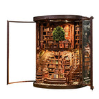 Book Nook Kit - Wisdom Rings Book Archive - Wooden Bookend and 3D Puzzle with LED Light, DIY Set for Adults, Bookshelf Decoration Diorama Kit, for Birthdays