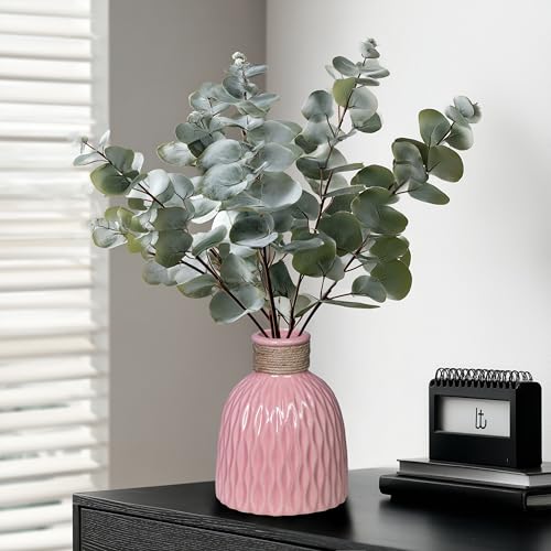 Pink Vase 6 Inch - Small Ceramic Vases for Flowers, Cute Modern Vases for Home Decor, Centerpieces, Bedroom, Desk, Bedroom, Living Room, Office, Bathroom Decor - color: Pink