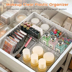 Criusia Drawer Organizer, 18 Pack Large Clear Plastic Kitchen Drawer Organizers Set, 6 Size Versatile Bathroom and Vanity Drawer Organizer Trays, Storage Bins for Makeup, Bedroom, Kitchen Utensils - size: 18PACK