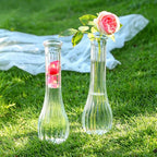 Glass Bud Vases for Centerpiece,12 Pcs Small Clear Ribbed Flower Vases for Weddings, Parties, Home Decor (8.5" Tall, Bulk Set) - Minimalist Table Vase for Roses, Pampas Grass, DIY Arrangements