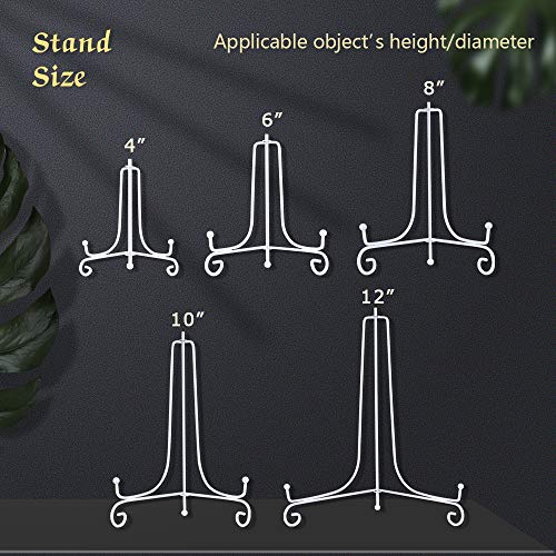 Artliving Metal Plate Stands for Display - 6-Inch Adjustable Easel Holders for Decorative Plates, Picture Frames and Books - White (2-Pack) - size: 6 inch(2 pack)
