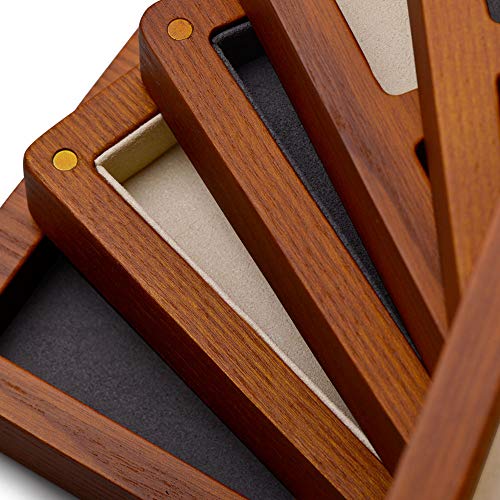 Oirlv Wooden 2 Grid Jewelry Display Tray Premium Microfiber Interior Jewelry Organizer Box with Top Lid Ring Earrings Bracelet Storage Dish(Creamy-white) - color: Creamy-white 2 Grids